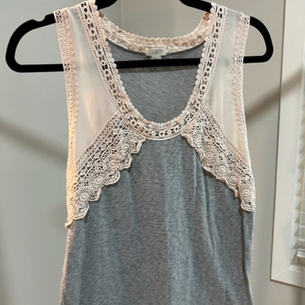 Size Small JCrew Gray/Creme laced detailed tank top